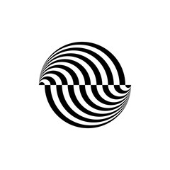 OpArt Optical Illusion Logo Abstract Design, Abstract art illustration with black and white stripes, pattern background