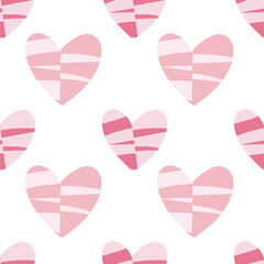 Seamless background with funky pastel pink hearts