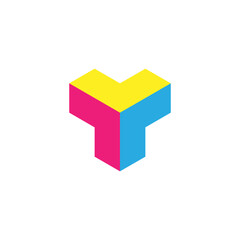 Isometric logo design - cube hexagon logotype geometric shape, abstract logo 3d tech corporate mark - technology finance real estate