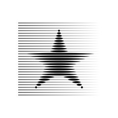Halftone gradient line star logo - Set of circles with lines, optical lines design composition with geometric shapes, halftone lines effect