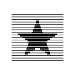 Halftone gradient line star logo - Set of circles with lines, optical lines design composition with geometric shapes, halftone lines effect