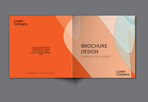 Brochure Cover Layout with Abstract Overlapping Pastel Transparent Shapes