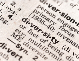 Closeup of the word diversity