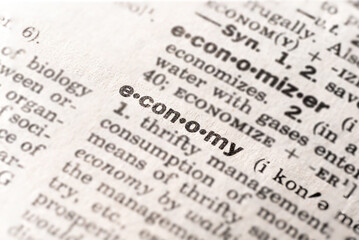 Fototapeta premium Closeup of the word economy