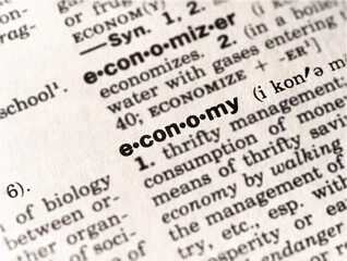 Closeup of the word economy