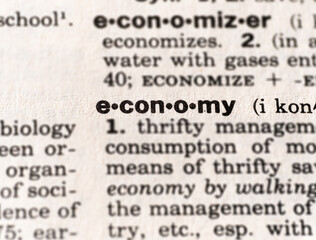 Closeup of the word economy