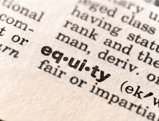 close up of the word equity
