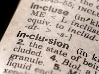 closeup of the word inclusion