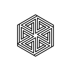 Hexagon Logo - element perspective geometric abstract design vector line art geometry shape grid mosaic finance business