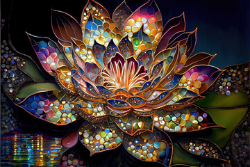 colorful abstract fractal lotus flower