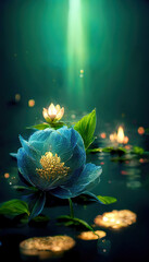 Obraz na płótnie Canvas beautiful fantasy magical water lily in the pond