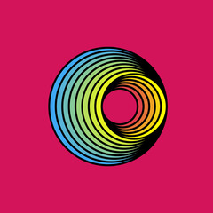 OpArt Optical Illusion Logo Abstract Design, Abstract art illustration with black and white stripes, pattern background