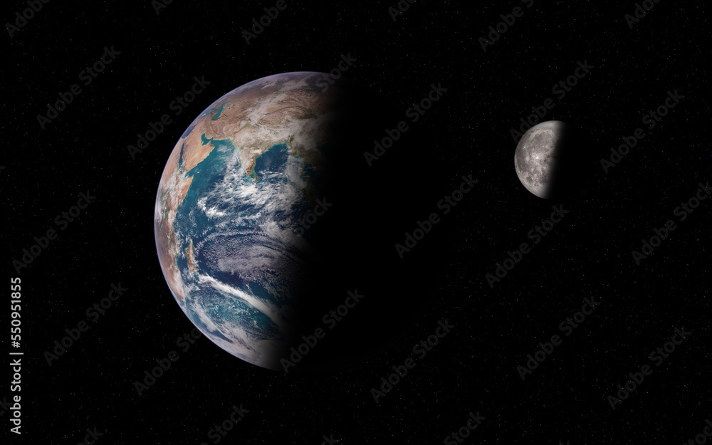 Canvas Prints earth and moon. elements of this image furnished by nasa.