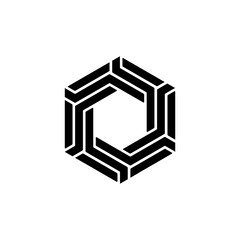 Hexagon Logo - element perspective geometric abstract design vector line art geometry shape grid mosaic finance business