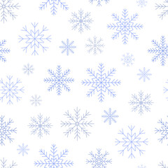 Snowflakes festive Christmas seamless pattern vector illustration, New Year holiday celebration repeat ornament for seasonal traditional gift paper, textile