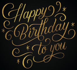 happy birthday to you golden calligraphy design banner