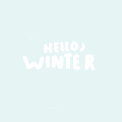 Hello Winter text. CCalligraphic inscription on a blue background.