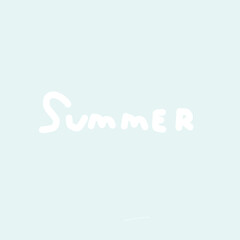 Summer. Calligraphic inscription on a blue background.