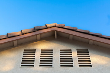 Attic ventilation window of a house, Menifee, California