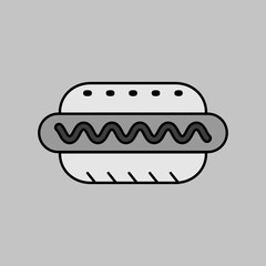 Hot dog vector grayscale icon. Fast food sign