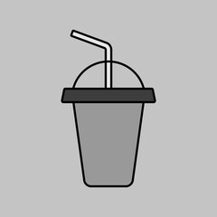 Soft drink vector grayscale icon. Fast food sign