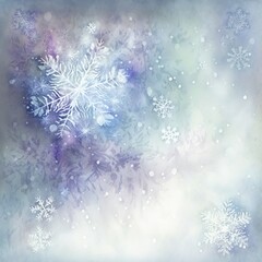 Abstract Christmas delicate watercolor background with abstract snowflakes. Background for a festive New Year's winter card.  AI