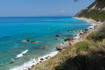 Amazing panoramic view of coastline of Lefkada, Greece