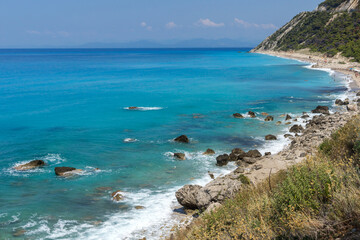 Amazing panoramic view of coastline of Lefkada, Greece