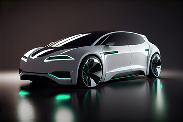 Plakat concept of a futuristic eco friendly electric car