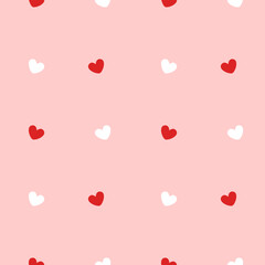 Seamless pattern with cute hearts on a pink background