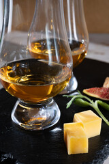 Scotch single malt and blended whisky tasting on distillery in Scotland close up