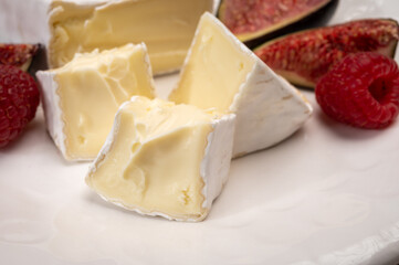 Cheese collection, French brie de Meaux cheese from Seine-et-Marne region with white mold