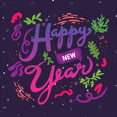 lettering for new year greeting with gradient color vector model