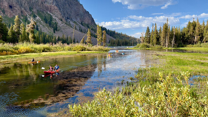 Pristine Sierras Crystal Clear Lakes with granite mountains and clouds
