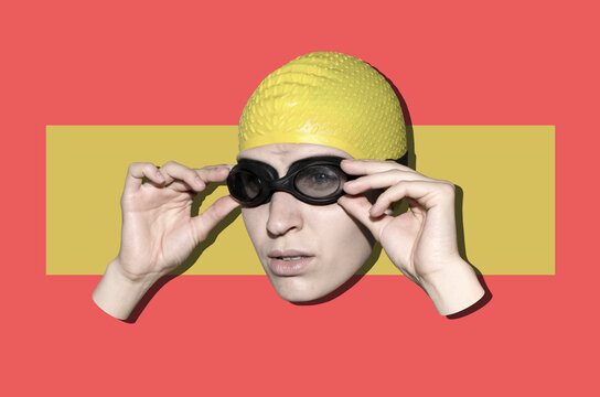 Digital collage with swimmer