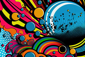 cartoon style abstract colorful pop art background