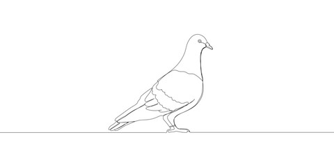 One continuous line drawing of a dove. Bird symbol of peace and freedom in simple linear style. Mascot concept for national labor movement icon isolated on white. Doodle vector illustration