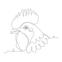 Chicken rooster continuous one line drawing minimalism. Vector sketch hand drawn simplicity style