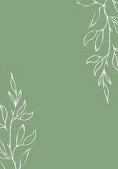 Graphical leaves illustration. Floral line art pattern background.
