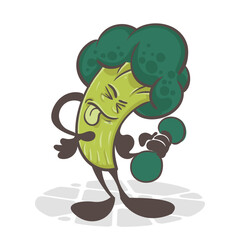 Broccoli. Funny vegetables. Cute cartoon character. Vector illustration isolated on white background