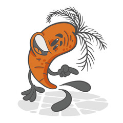 Carrots. Funny vegetables. Cute cartoon character. Vector illustration isolated on white background