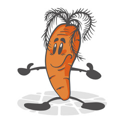 Carrots. Funny vegetables. Cute cartoon character. Vector illustration isolated on white background