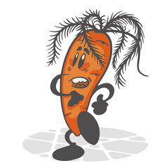 Carrots. Funny vegetables. Cute cartoon character. Vector illustration isolated on white background