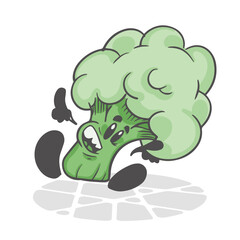 Broccoli. Funny vegetables. Cute cartoon character. Vector illustration isolated on white background