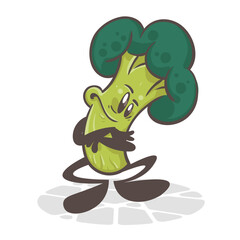 Broccoli. Funny vegetables. Cute cartoon character. Vector illustration isolated on white background