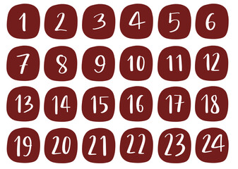 Adventskalender xmas Christmas weihnachten zahlen Story Sticker layout handwritten lettering calligraphy red burgunder
