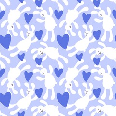 Cartoon rabbit seamless bunnies toys pattern for wrapping paper and fabrics and linens and kids clothes print
