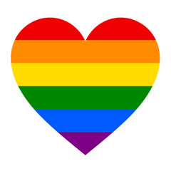 Rainbow heart, love is love, LGBT sign, LGBTQ symbol, pride concept, illustration over a transparent background, PNG image