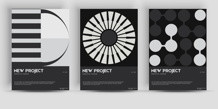 Bauhaus And Swiss Pattern Background. Graphic template made with bold typography and abstract geometric shapes, great for poster art, album cover prints.