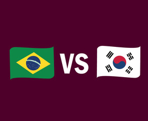 Brazil And South Korea Flag Ribbon Symbol Design Latin America And Asia football Final Vector Latin American And Asian Countries Football Teams Illustration